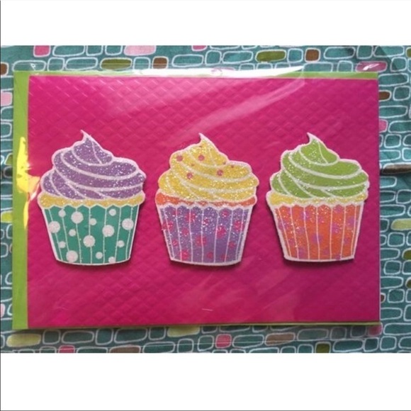 Handmade Greeting Cards Blank Glitter Daisy Flower Birthday Cupcakes Set of 3 - Picture 5 of 10
